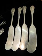 VINTAGE LOT OF 10 STERLING SILVER SERV PCS.  126 GRAMS TOTAL